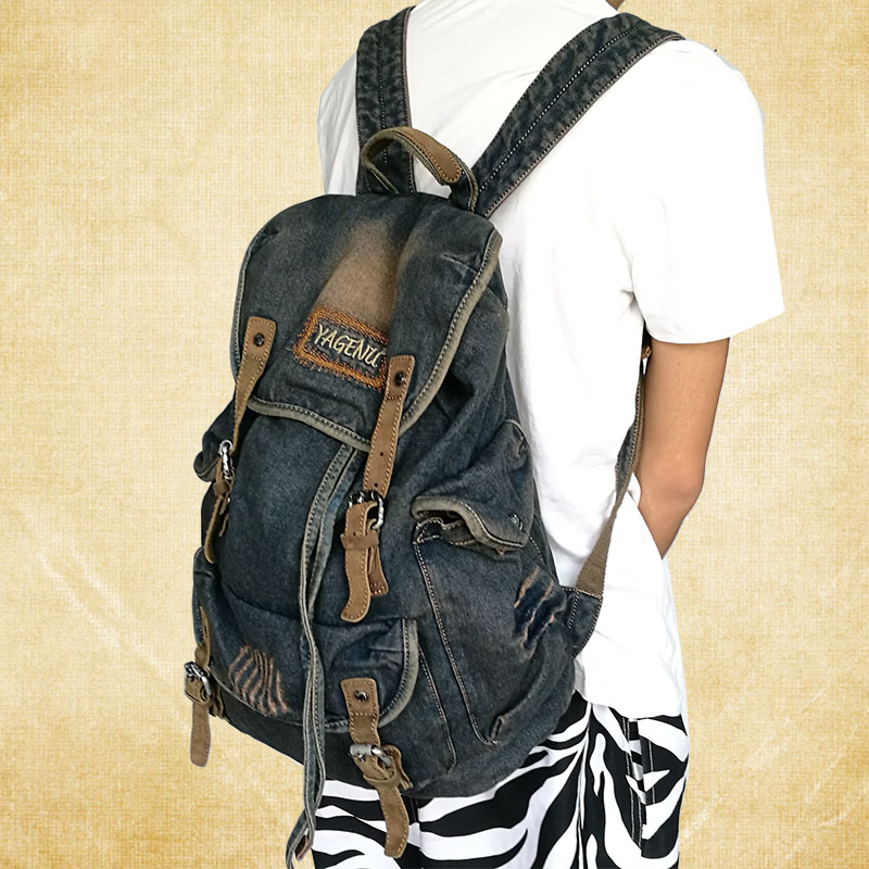 Canvas Backpack Casual - Retro Canvas Leather Double Shoulder Bag