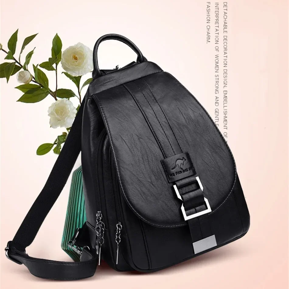 Multifunctional Women Leather  - Leather Backpack Vintage recension och pris